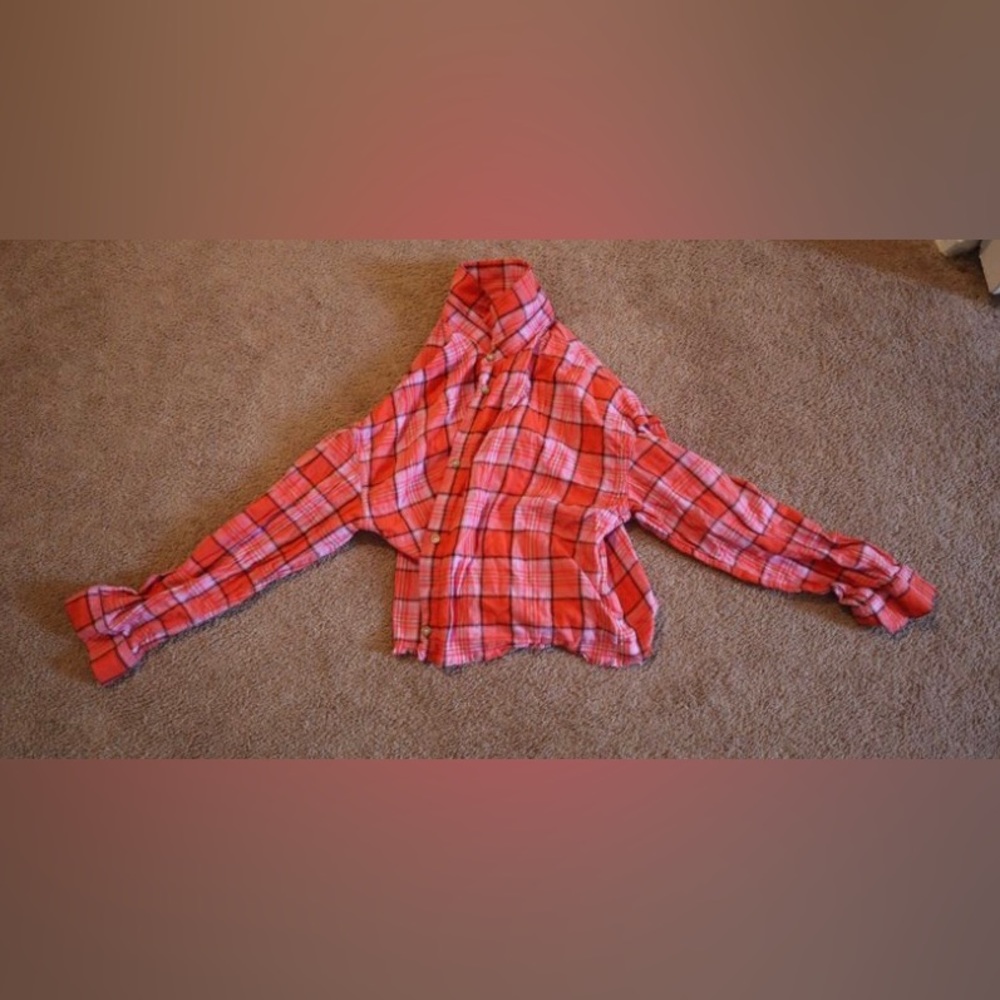 Wonder Nation (girls/kids) Size 18 pink and orange plaid button up flannel